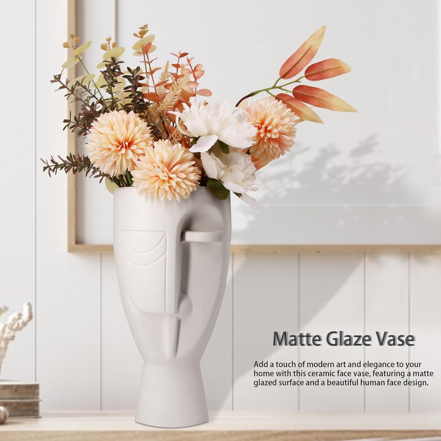 Face Art Vases with  Delicate Carvings, Simple Ceramics,Creative Floral Vases perfect for Home & Office Decor