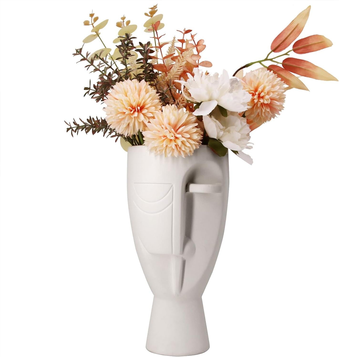 Face Art Vases with  Delicate Carvings, Simple Ceramics,Creative Floral Vases perfect for Home & Office Decor